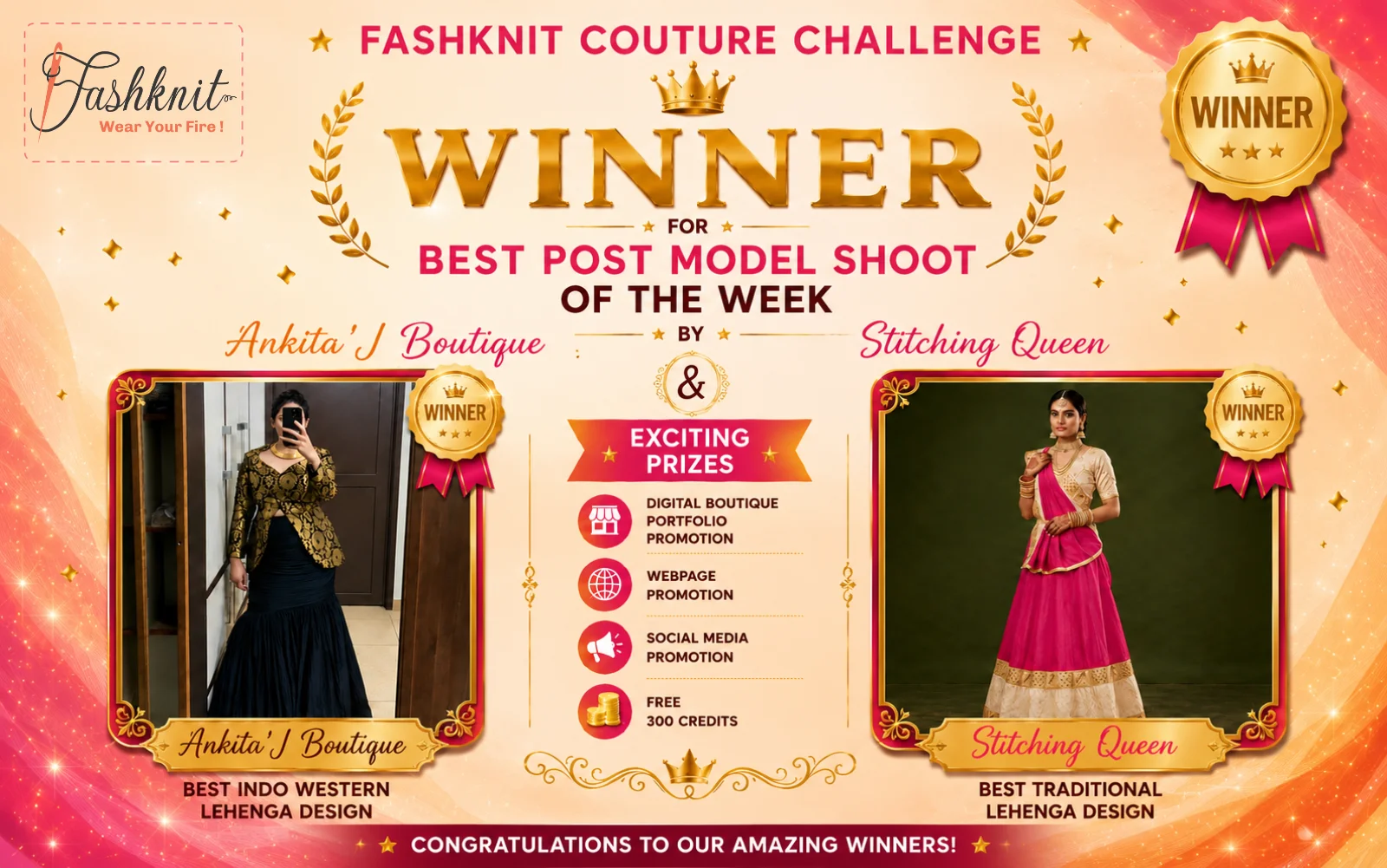 Couture Challenge August 2026 Week 1 Winners: Stitching Queen and Ankita'J Boutique